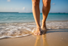 Pieds nus dans les vagues de la mer en été — bien-être aquatique et connexion à l'eau O'NAIA