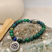 Bracelet Azurite O'NAIA Palo Santo lithothérapie clarté mentale intuition conscience chakra troisième œil
