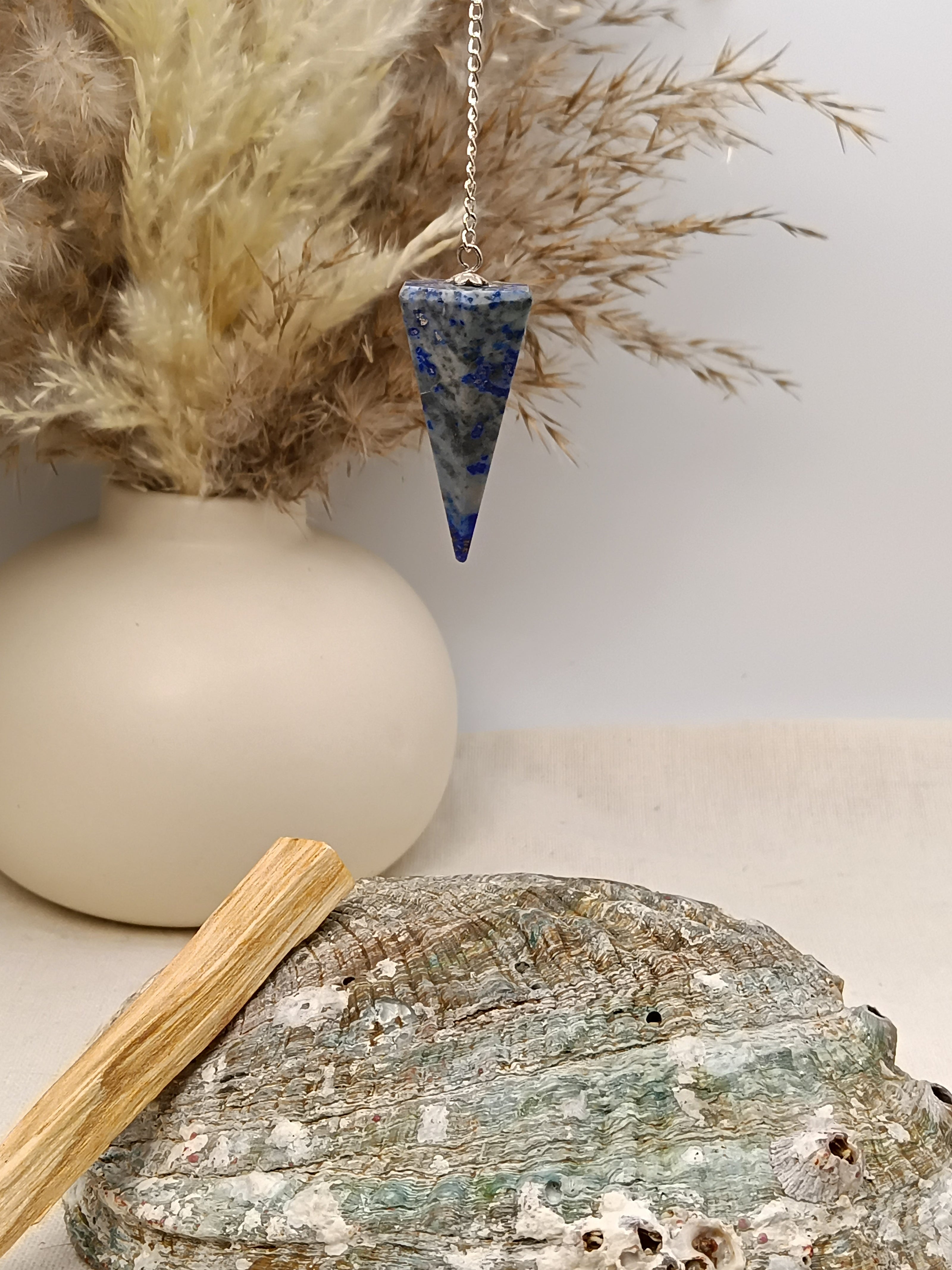 Pendule lapis-lazuli O'NAIA radiesthésie divination lithothérapie vérité intuition sagesse
