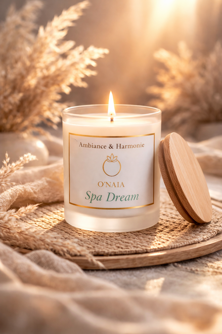 Bougie Signature Spa Dream O'NAIA cire coco-soja naturelle fragrance fraîche apaisante
